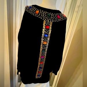 Beautiful vintage rhinestones sweater made by Victoria Harbor.